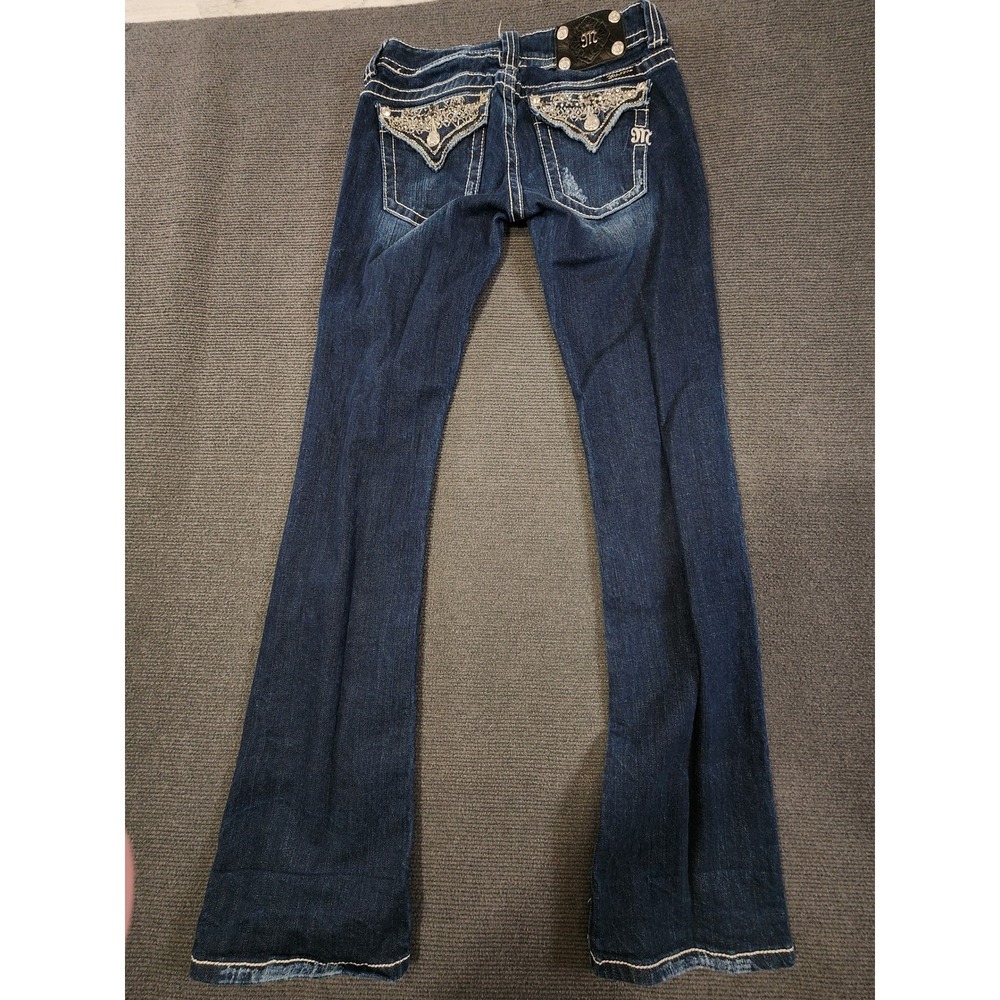 Miss Me Bootcut Jeans Women 28 Blue Embellished Pocket Y2K - Picture 4 of 15